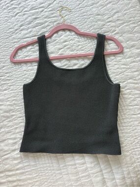 Quince Cropped Square Neck Ribbed Knit Tank